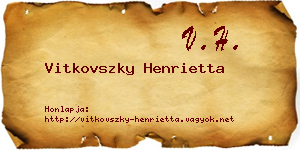 Vitkovszky Henrietta névjegykártya